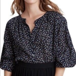New VELVET Button Down Catalina Floral Print Top Navy Size X Small